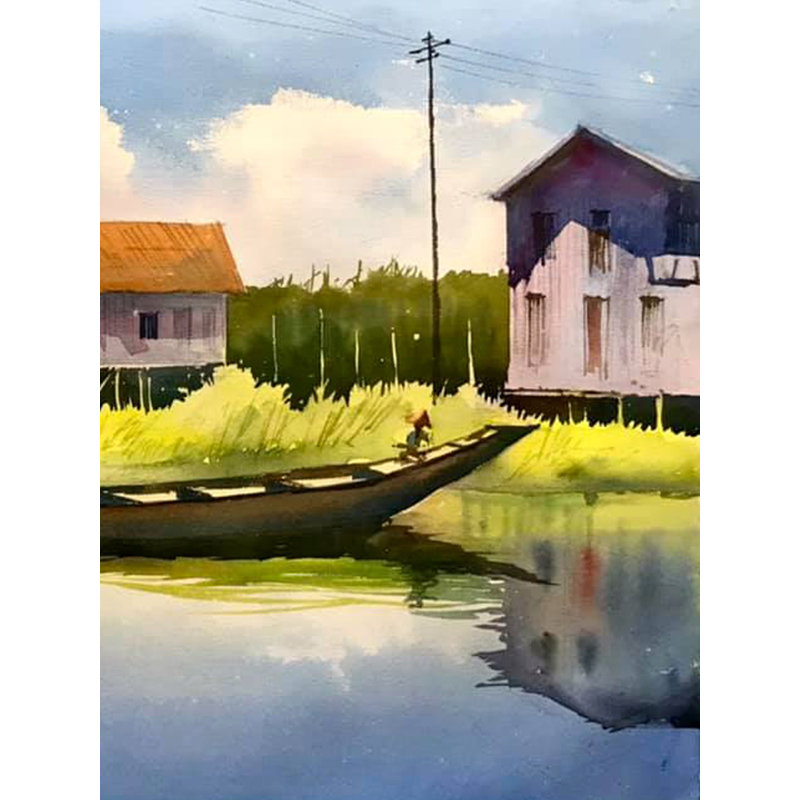 Les altruistes | Paysage champêtre | Aquarelle par Abhijeet Bahadure