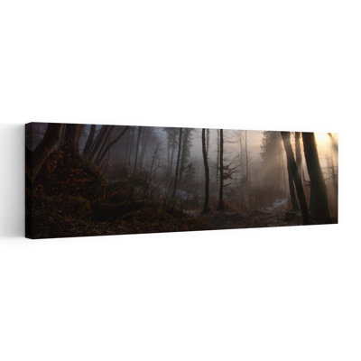 Misty Forest Sunlight Ethereal Tranquil Abstract Autumn Forest Wall Art