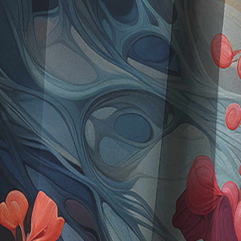 Corail Rippling Reverie Flowers - Rideau à spirales - Rideau abstrait occultant - 1 panneaux, L 52 po x L 90 po