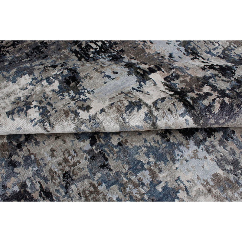 Abstract Area Rug in Gray, Rectangle 10' x 14'