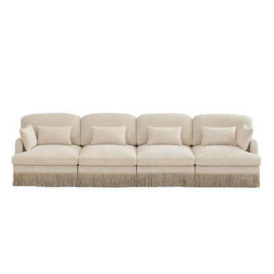 Spacious Chenille Sectionals, Modern Tassel 4 Seat Sofa For Home