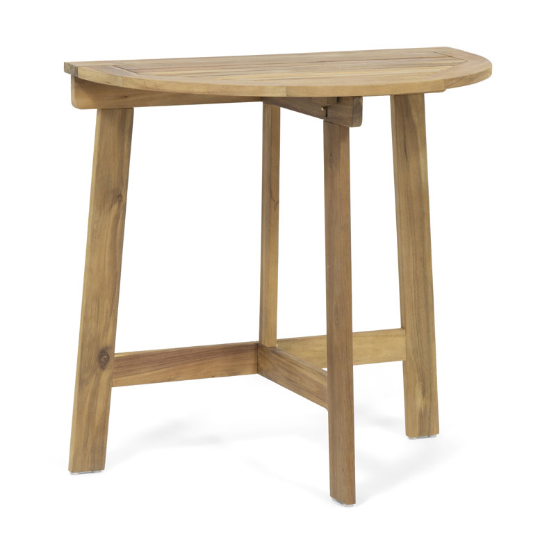 Natural Wood Table, Half-Round Shape, Foldable Function Bistro Design For Easy Space Management