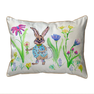 Happy Bunny Outdoor Reversible Throw Pillow