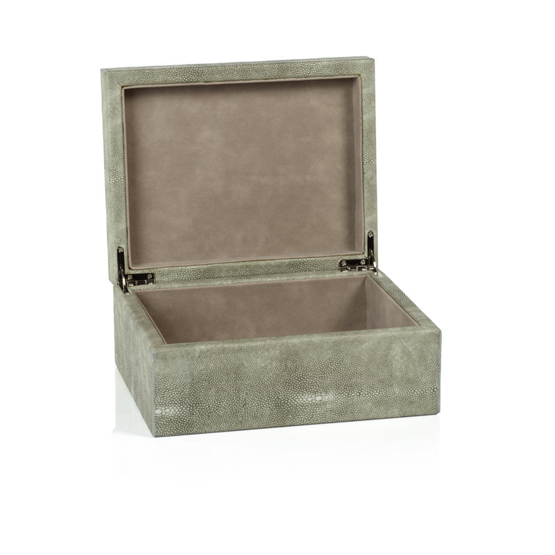 Kameia Shagreen Leather Decorative Box, 4" H x 9" W x 7" D