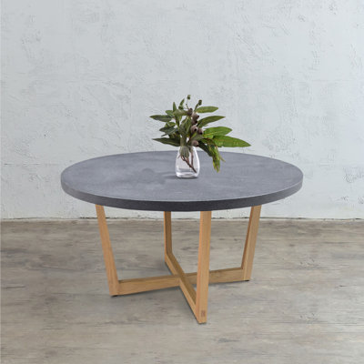 Teak Round Solid Wood Base Dining Table