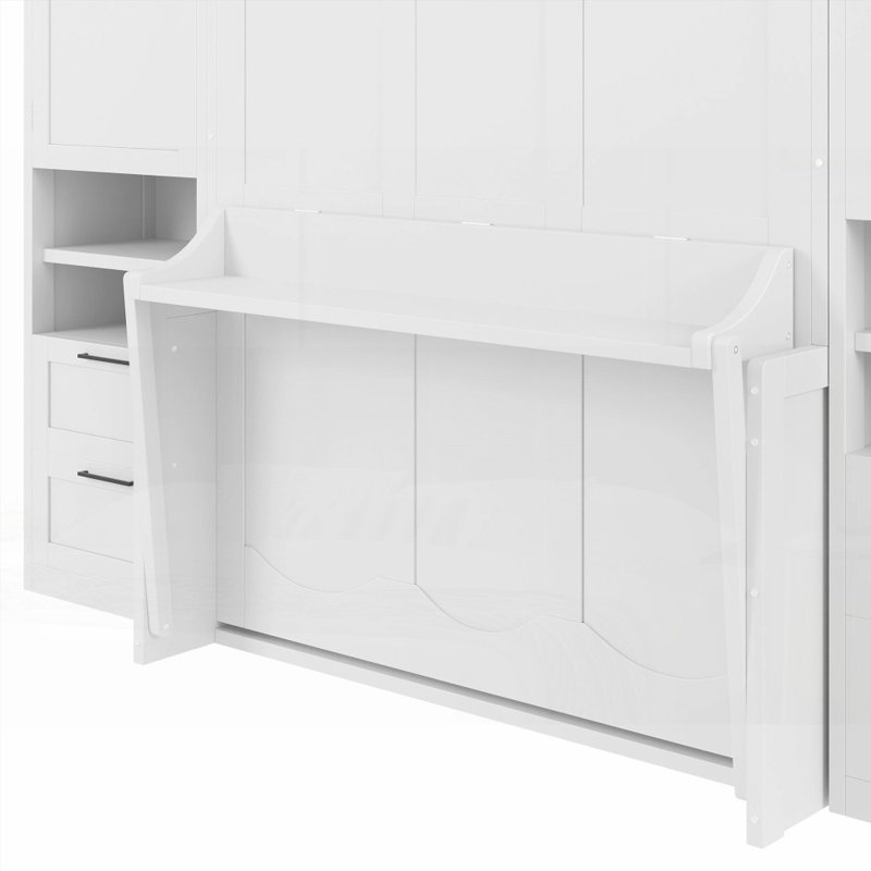 Lit double escamotable double avec placard, tiroirs et amp; Tablettes - aucun sommier nécessaire, robuste et amp; Peu encombrant