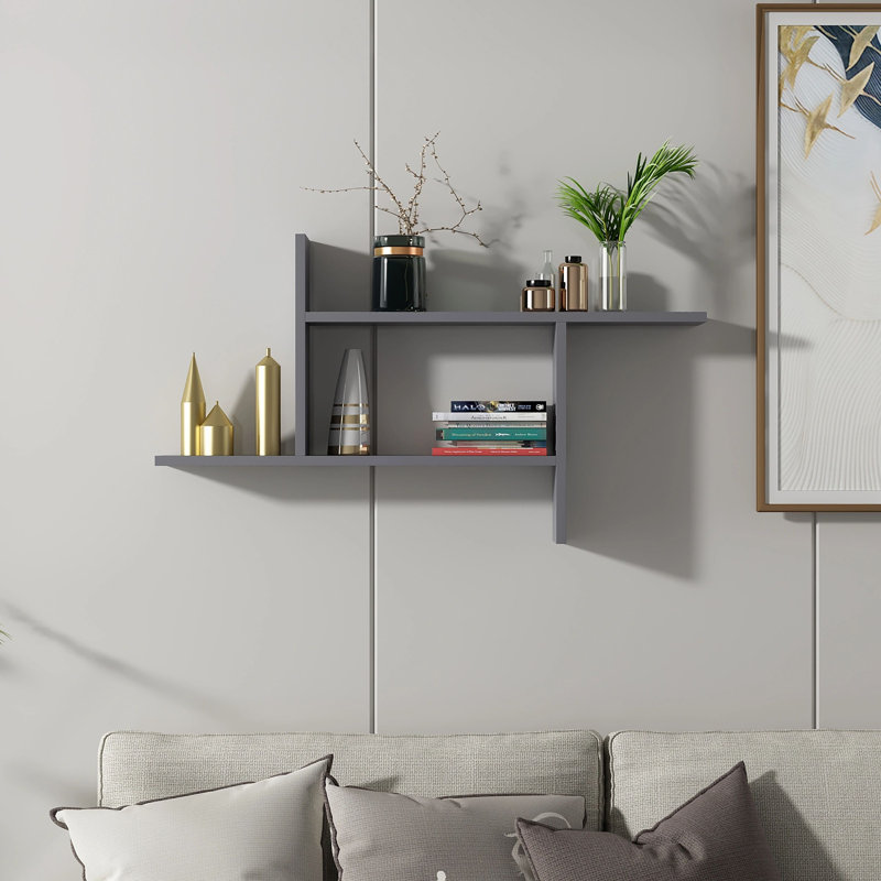 Conal 2 Piece Tiered Floating Shelf, Anthracite