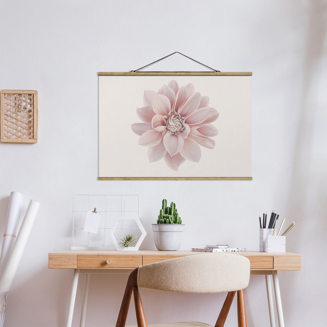 Stoffbild Dahlia Flower Pastel White Pink