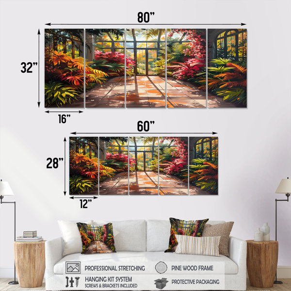 Lark Manor Ensemble de salon art mural serre rouge orange et serre ...