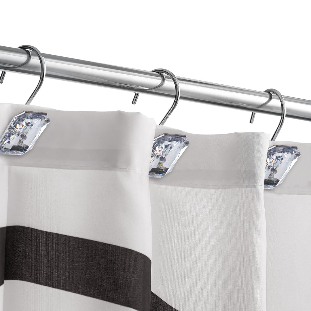 Shower Curtain Hook Rings (12-Pack) Square Acrylic J&V Textiles