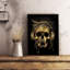Gold Skull with Headphones 1 Piece Floater Frame Wall Art-63717056-63717059