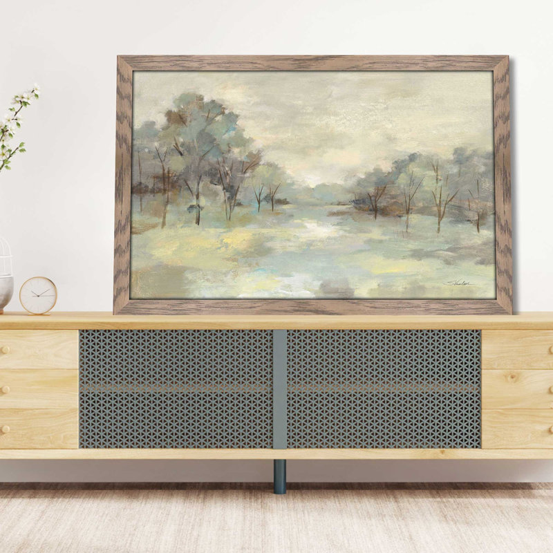 Paysage scénique - Peinture, L 39,5 po x H 27,5 po, Encadrement brun