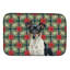 Tapis de séchage noir et blanc Rat Terrier Christmas PoinsettIas