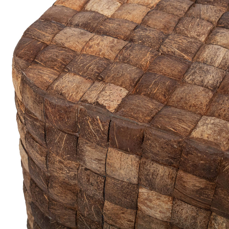 Klenk Square Coconut Shell Side Table, Brown