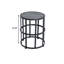 Table d'appoint en céramique avec structure en fer thermolaqué - Décoration de patio légère et résistante aux intempéries