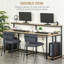 Double bureau d'ordinateur pour deux personnes, très long bureau à domicile avec tablette pour moniteur et support pour unité centrale