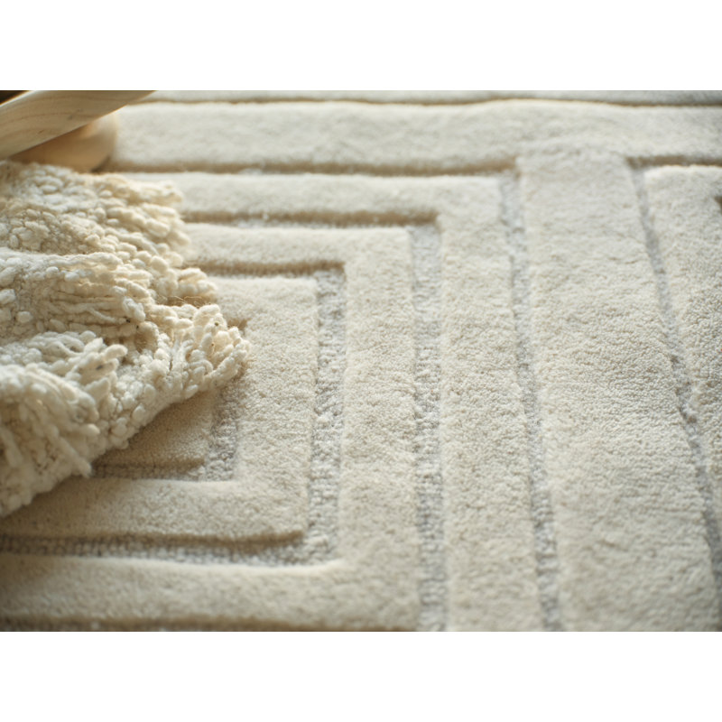 Teton Handmade New Zealand Wool Silver/Ivory Area Rug, Rectangle 10' x 14'