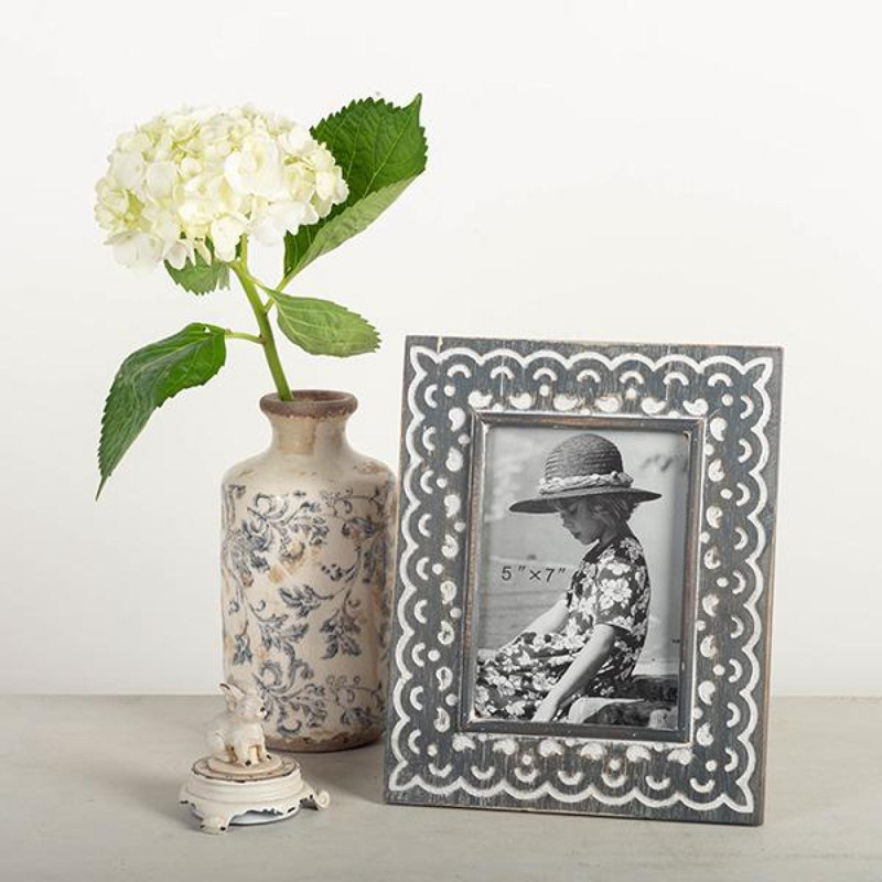 Cadre photo Mabini, L 10,5 po x H 8,5 po, Gris / blanc