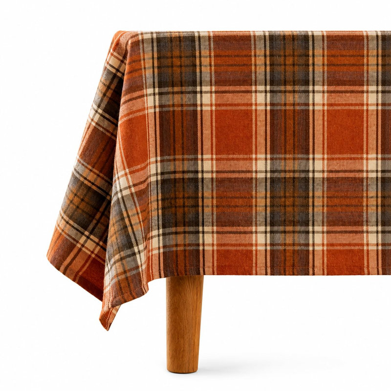 Nappe rouille à carreaux orange, housse de table rustique pour l'automne, l'Action de grâce et les décorations saisonnières, 56 po x 88 po