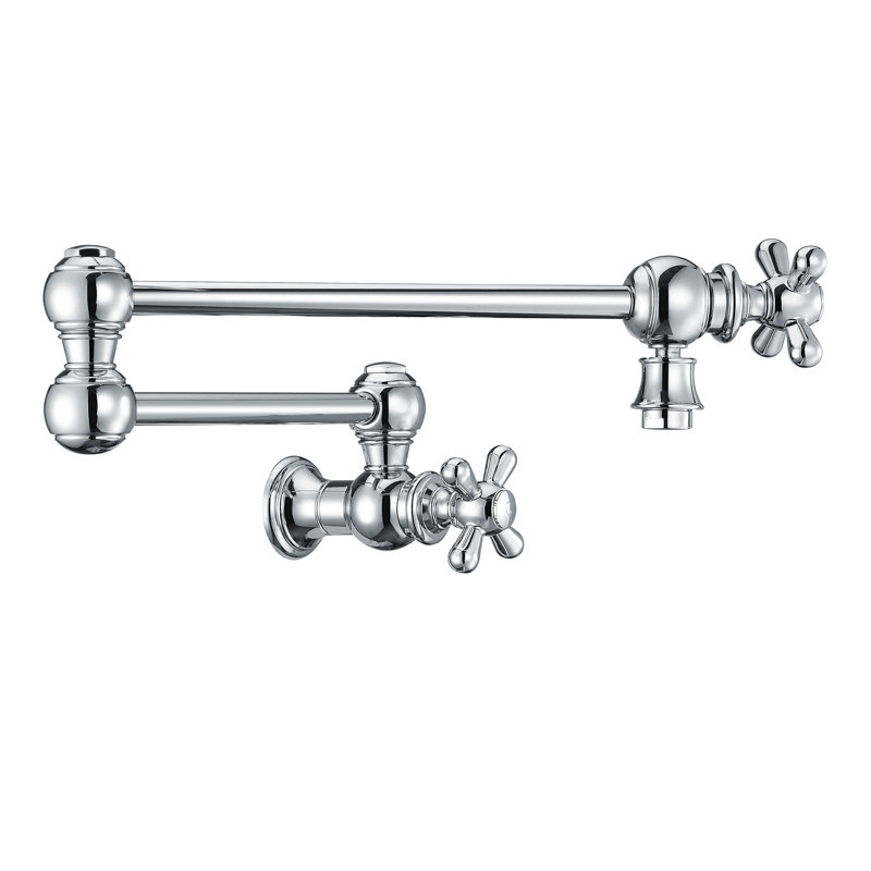 Whitehaus Collection Wall Mount Retractable Swing Spout Pot Filler, Polished Chrome, Lever