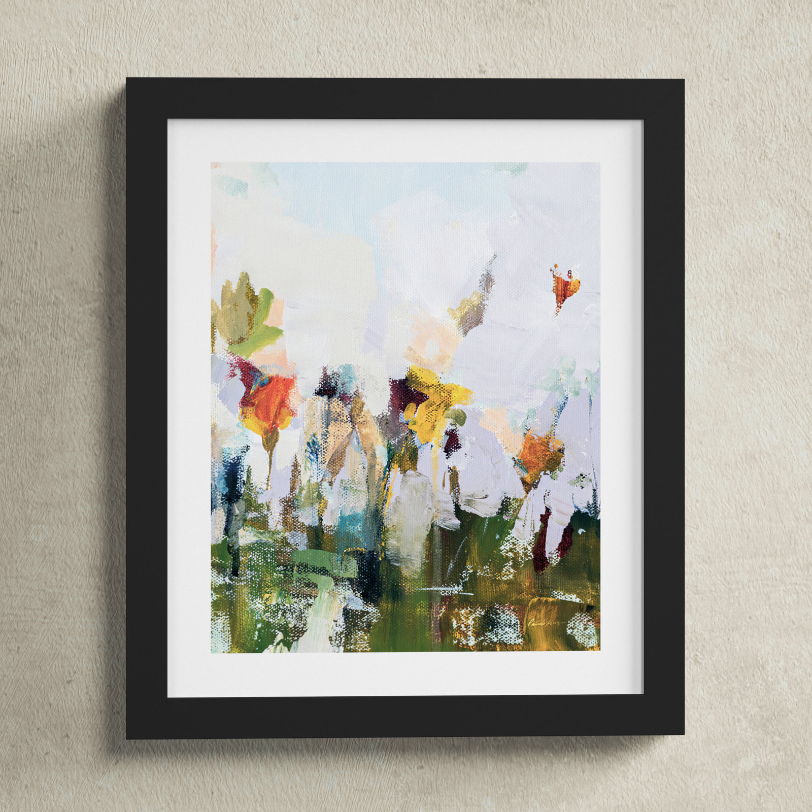 Spontaneous Summer Flowers by Pamela Munger, 13.17" H x 11.17" W x 0.88" D, Black