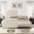 King Platform Bed Frame, Upholstered Bed Frame with Headboard and Footboard, King Size Bed Frame with Strong Wooden Slats Support, No Box Spring Required Queen Bed Frame, Beige-1931794273-1931794275