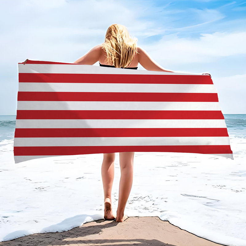 Serviette de plage surdimensionnée à rayures pour piscine, hommes et femmes, E