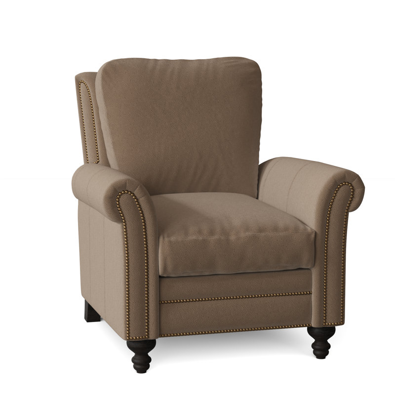 Richardson Recliner, Aline Light Gray Stonewash Genuine Leather, Cobblestone, French Natural