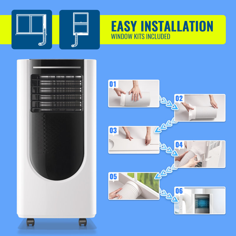 Portable Air Conditioner 8,000 BTU ASHARE(5,000 BTU SACC), Portable AC Cool Rooms up to 250 Sq.Ft, 3-in-1 AC Unit with Remote Control&24H Timer, Window Kit Included