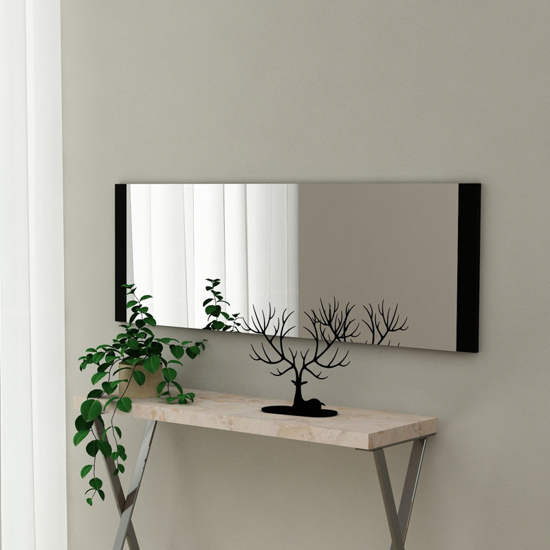 Elegant Wall Mirror, Black, 15.7 x 47.2 x 0.9 inches | 100% MDF Frame, Ecological Flotal-E Glass | Modern Design, Perfect for Entryway, Living Room, or Bedroom | Easy Wall Mounting, Sleek and Stylish Decor