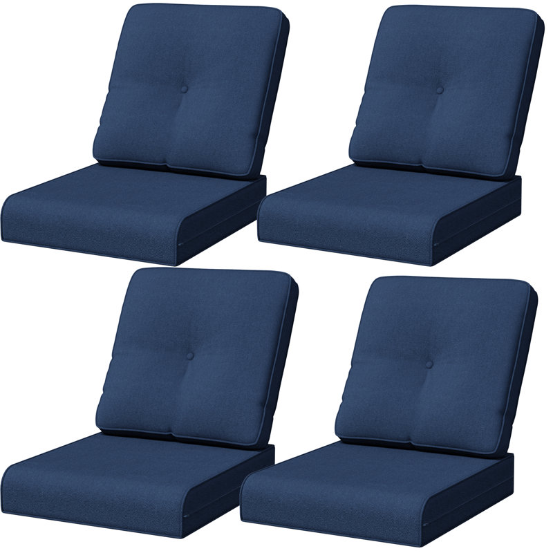  Adwin Outdoor 4"Deep Seat Cushion Set With Olefin Fabric,6 Colors Available(Set of 4), 4, Blue