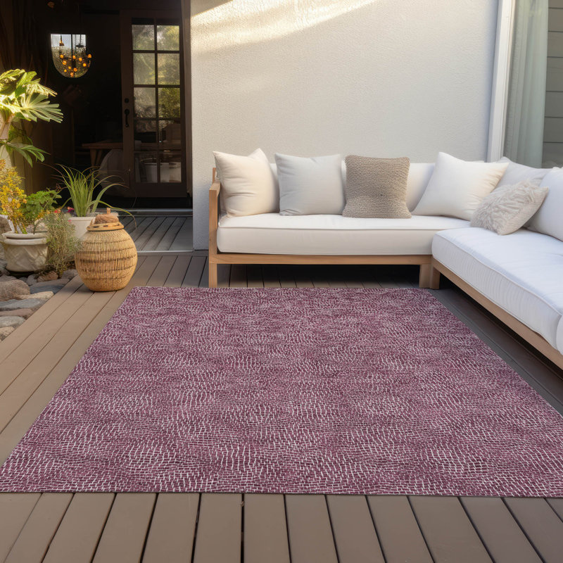 Eggplant Synthetic Rectangular Washable Flat Woven Rug 2'6" x 3'10"
