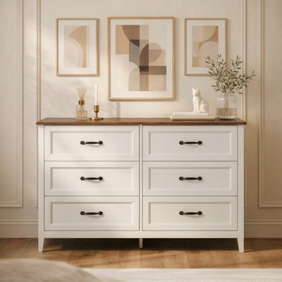 47.2" W 6-Drawer Double Dresser with Smooth-Gliding Drawers and Storage