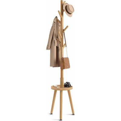 Gurdev Solid Wood Freestanding 8 - Hook Coat Rack