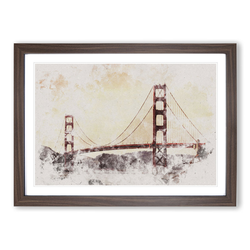 Golden Gate Bridge Vol.3 - Picture Frame Painting, 27cm H x 36cm W x 2cm D, Walnut Framed