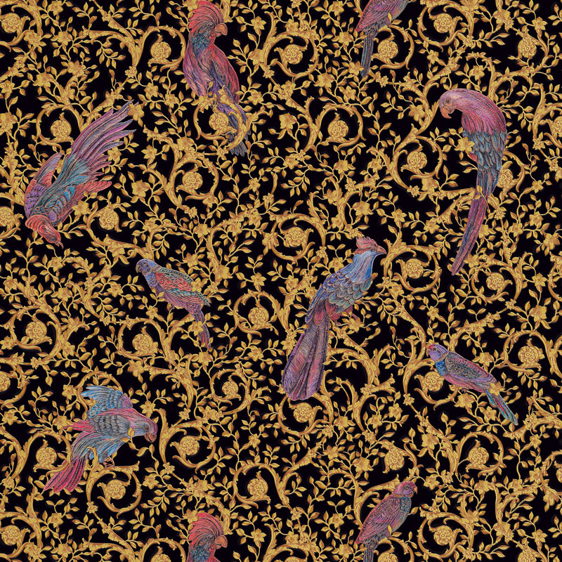 Guillemette 10.05m x 70cm Matte Wallpaper Roll, Yellow/Anthracite/Silver