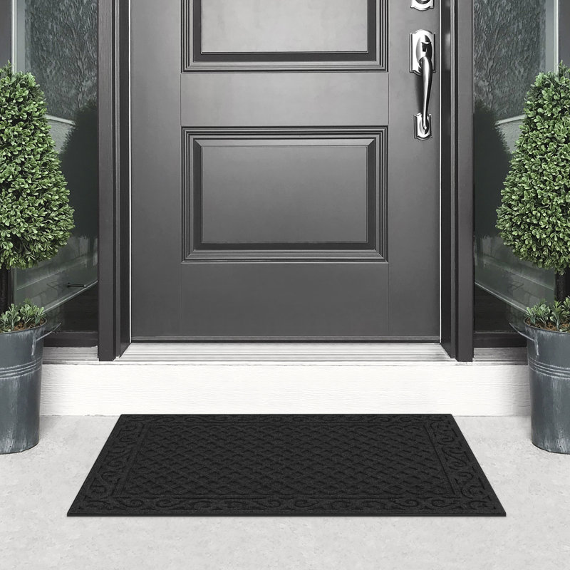 Apache Mills Textures Iron Lattice Non Slip Weather and Stain Resistant Entrance Doormat, Gray, 24" W x 36" L