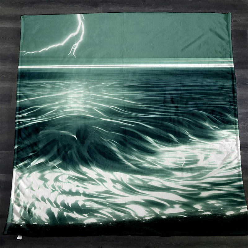 Throw Blanket, 51" W x 60" L, Abstract, Green/White