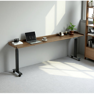 Bureau électrique à hauteur réglable pour lit / canapé avec roulettes et plateau en bois massif