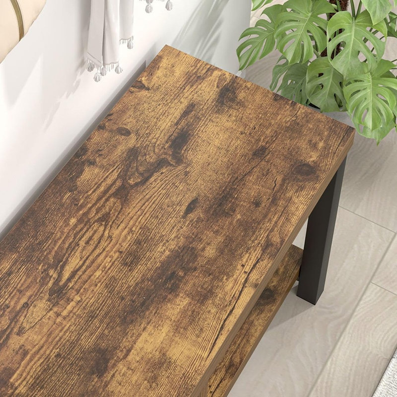Banc de rangement à chaussures rustique en bois brun de 110 cm (43,3 po), banc d'entrée moderne avec siège