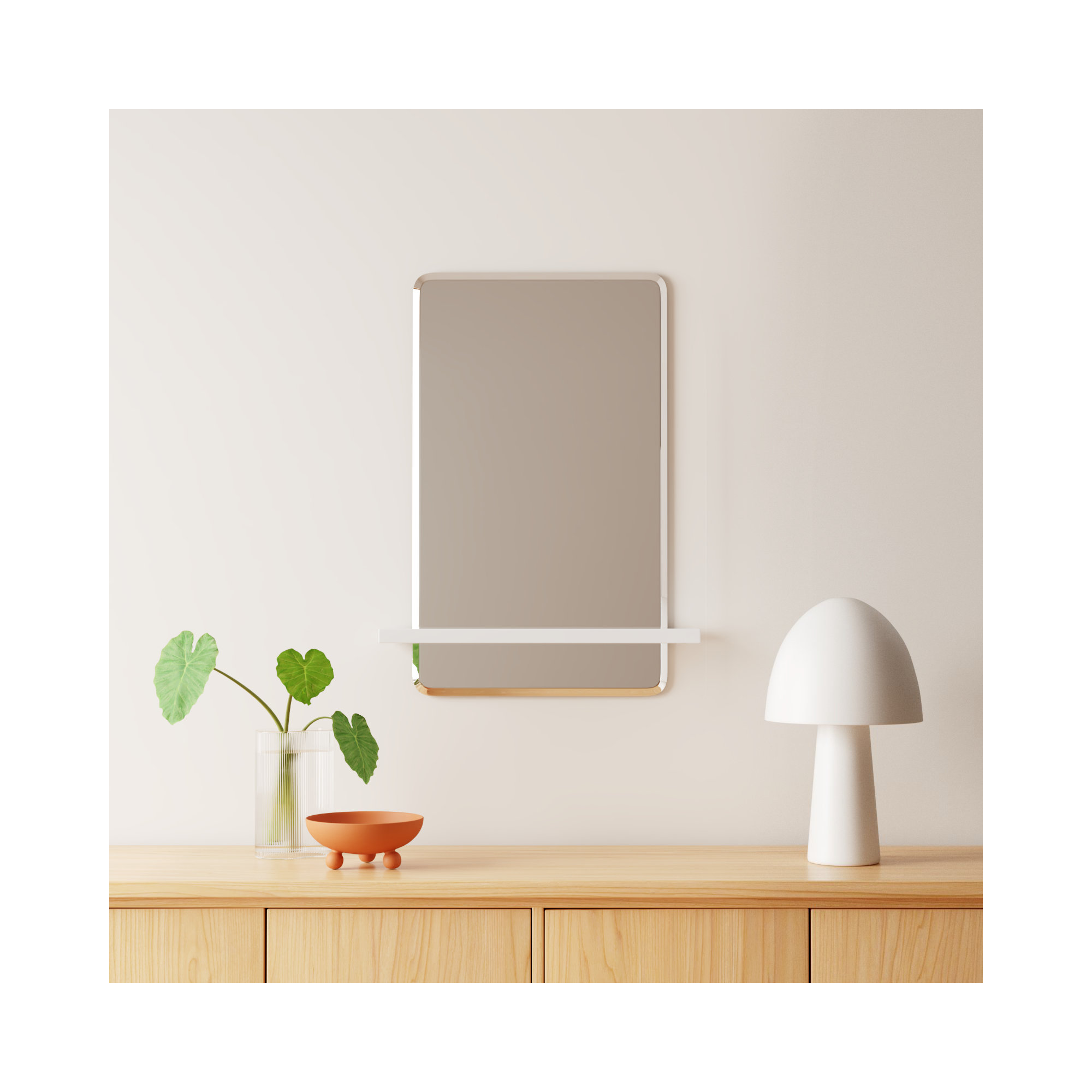 Donato NA Mirror with Shelves, White