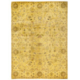 Hand Knotted Wool Oriental Area Rug in Cream