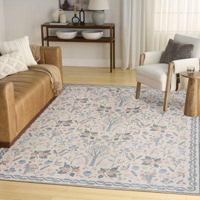 Tapis ivoire multicolore moderne 4 pi x 6 pi Nourison Botanical Washables