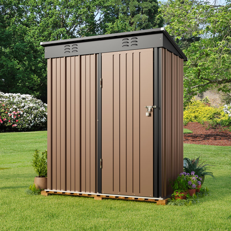 5 ft. L x 6 ft. H Outdoor Storage Shed, Brown