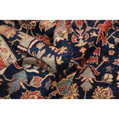 Tapis bleu floral à teinture végétale Ziegler 8 x 10