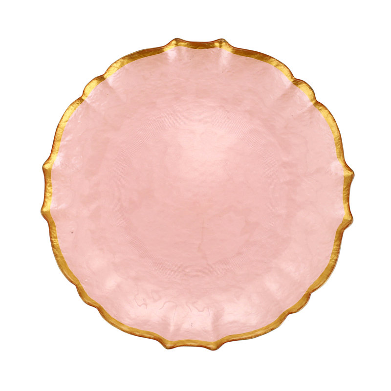 Baroque Handmade Glass Dinner Plate, Pink