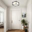 Plafonnier semi-encastré, abat-jour tambour en tissu 3 lumières avec structure en métal noir, luminaires de vestibule, plafonnier près de la chambre à coucher, salon, cuisine, couloir