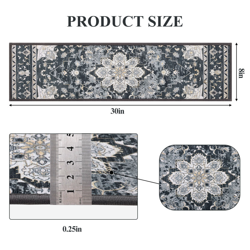 Non-Slip Indoor Stair Treads, Gray/Dark Blue/Ivory