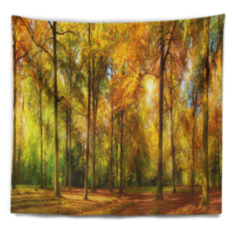 Magnifique automne de la tapisserie de la forêt ensoleillée Landscape, H 32 po x l 39 po