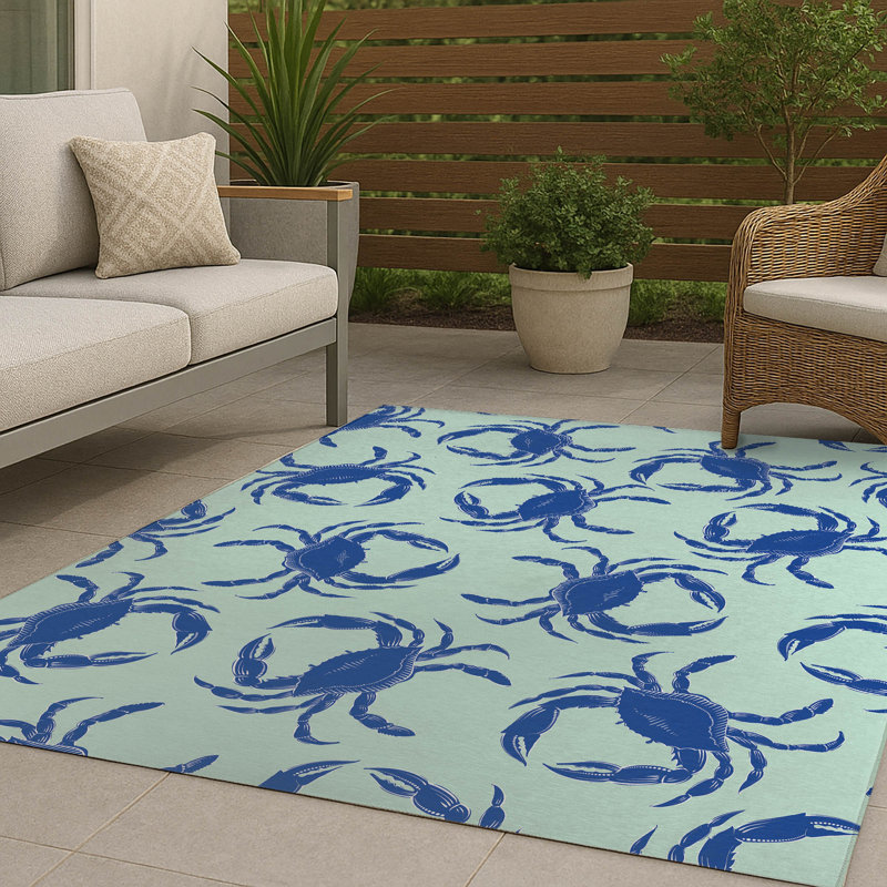 Tapis d'extérieur décoratif Crabby, Comme neuf, Rectangulaire 3 pi x 5 pi